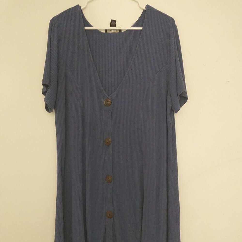 Blue Forever 21 Plus Dress US Size 2X Vintage Cute Party Casual Stretch Pullover